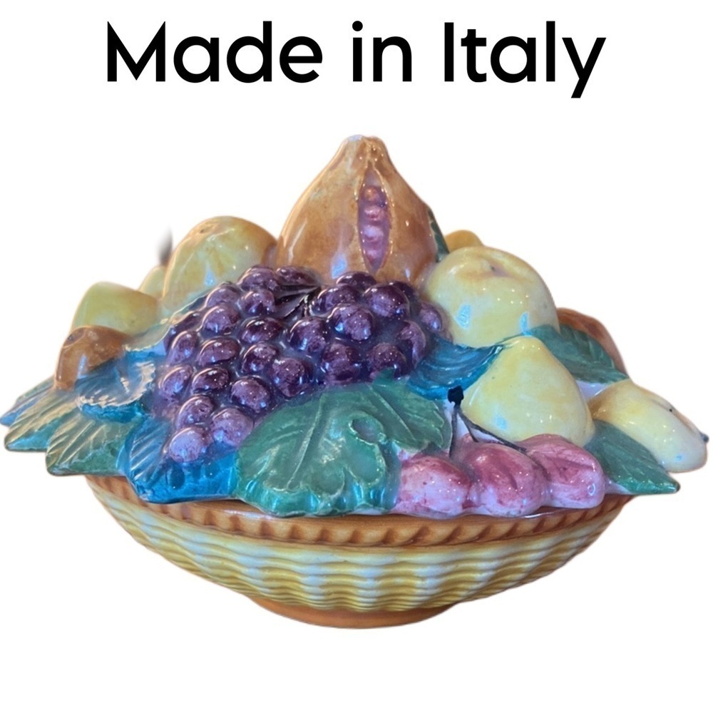 Mojelica Fruit Lid Center Piece Vtg Antique Italy
